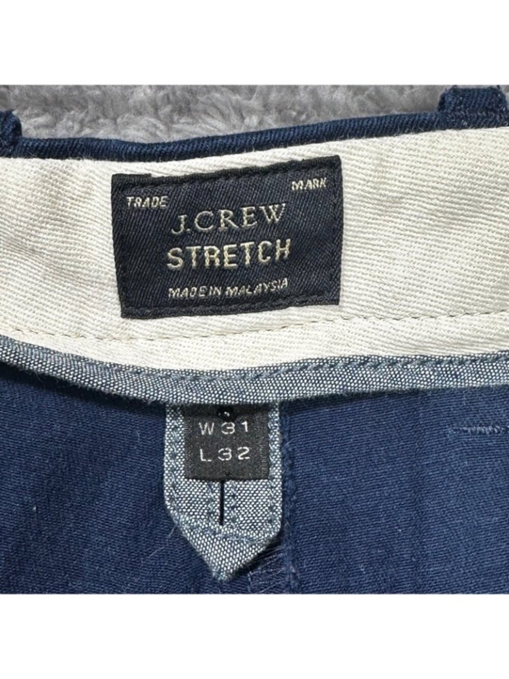 J.Crew Stretch Chino Pants Mens 31x32 Navy Blue Slim Straight Cotton Twill - Picture 4 of 9